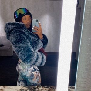 Large Greyish Crop Fur Coat